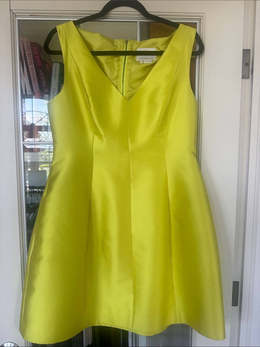 kate spade Neon Yellow Satin V-Neck Mini Dress